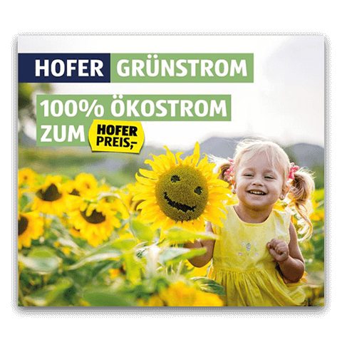 5.000 kWh Gratis-Strom im Tarif HOFER GRÜNSTROM FIX